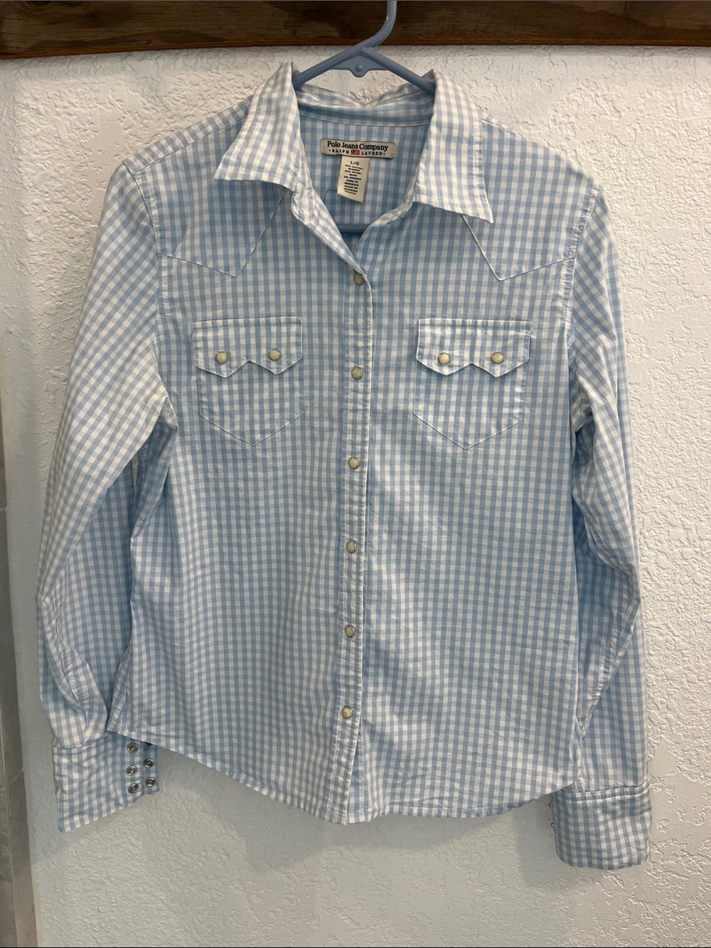 Vintage Polo Jeans Company Ralph Lauren Blue Gingham Button-Down Shirt